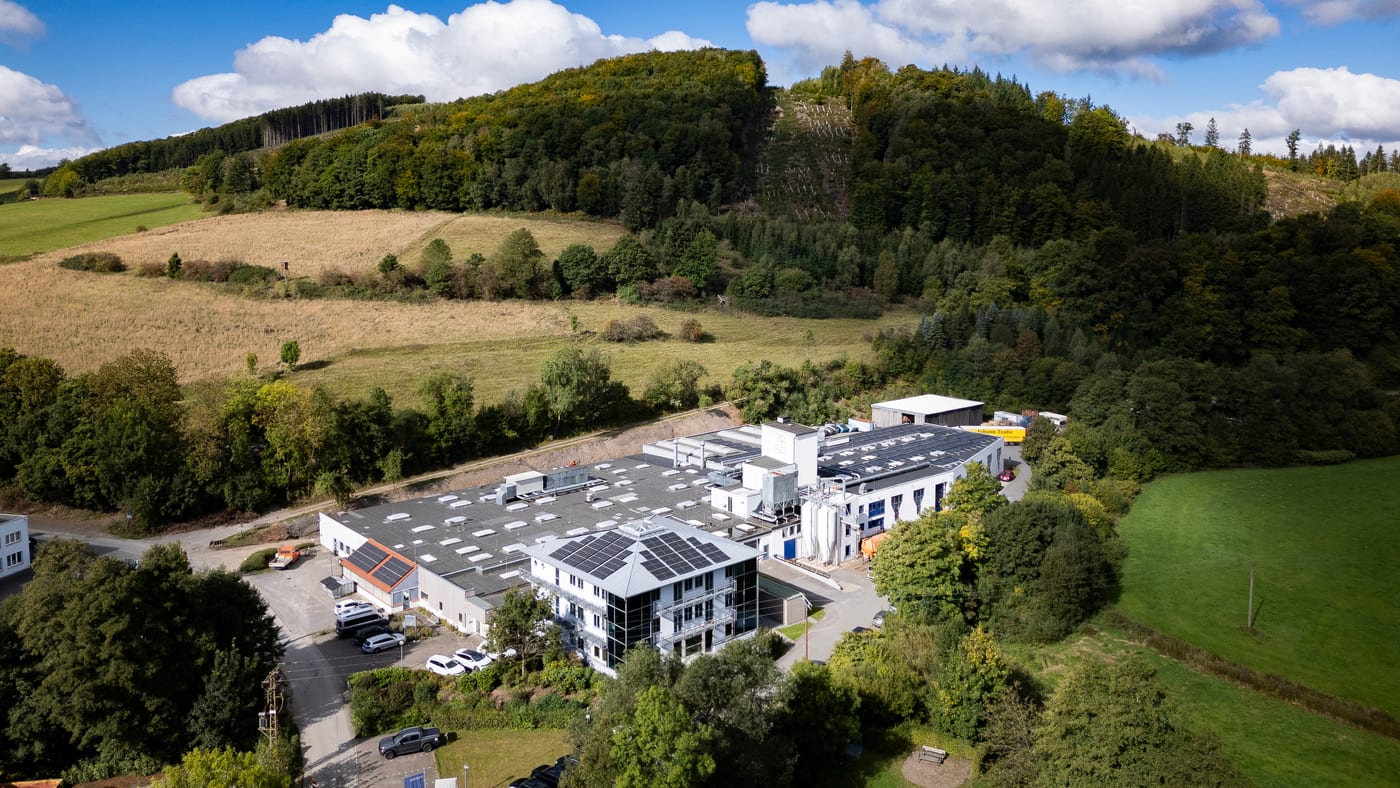 Aerial view of the Sorpetaler factory in the Sauerland region of Germany